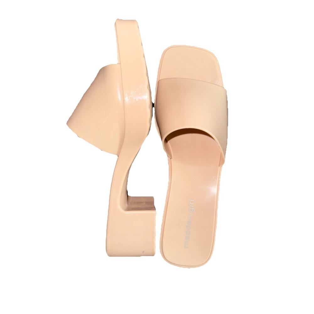 Madden Girl Jelly Chunky Block Heel Sandal Light Nude Pink- Women 10